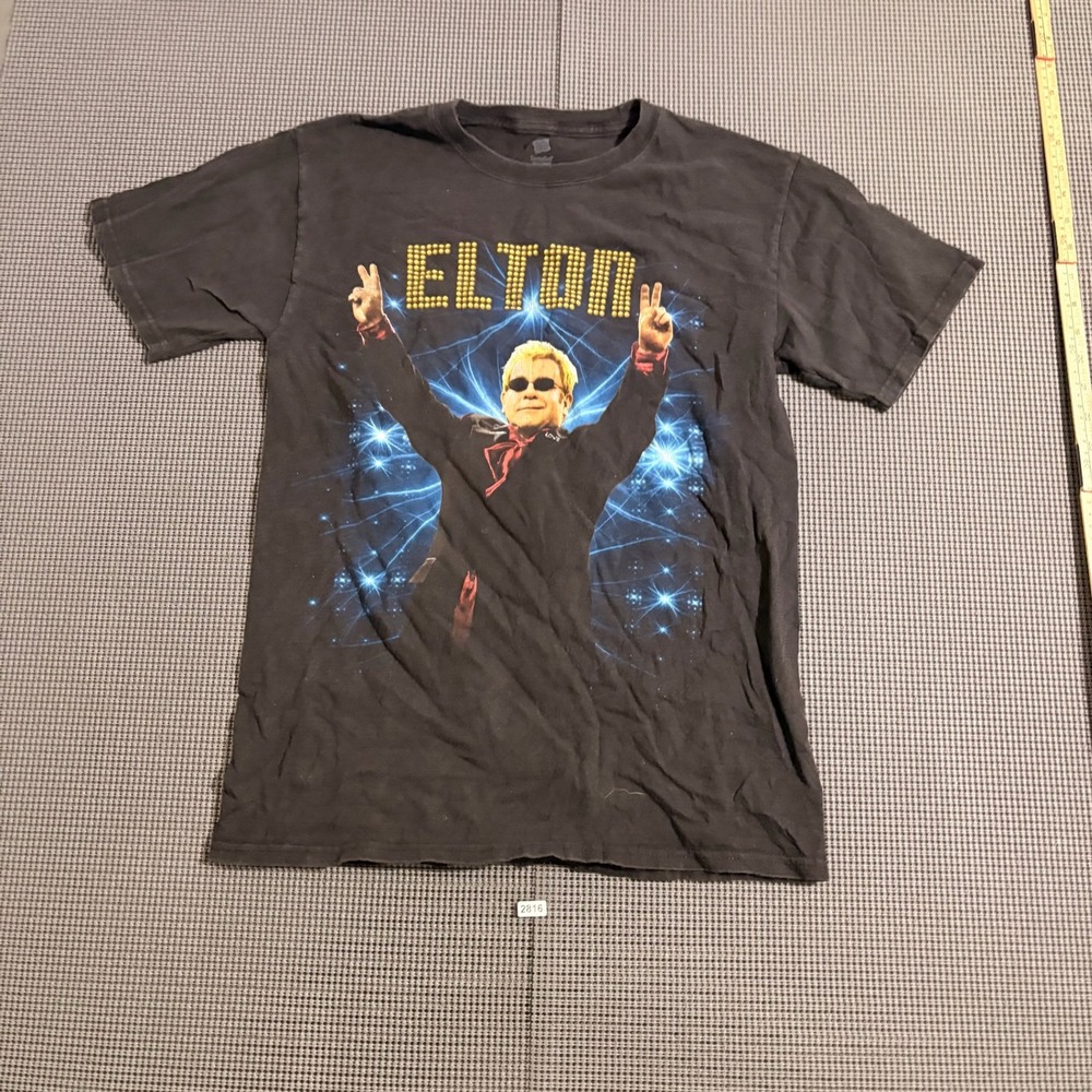 Hanes Elton John Rocket Man 2011 Tour Graphic T-Shirt Black Small